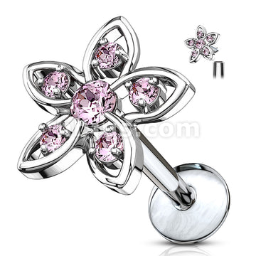 316L Surgical Steel CZ Set Flower Top 316L Surgical Steel Internally... - Image 4
