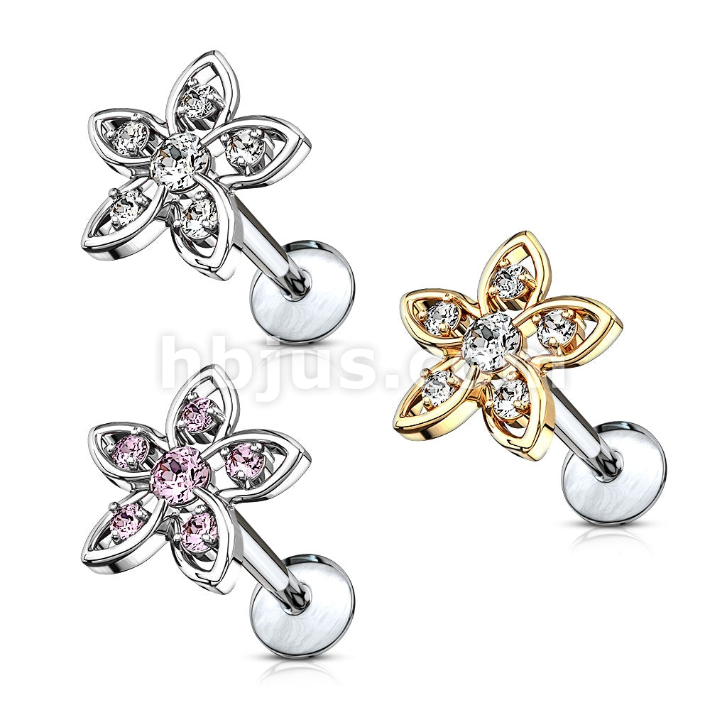 316L Surgical Steel CZ Set Flower Top 316L Surgical Steel Internally... - Image 6