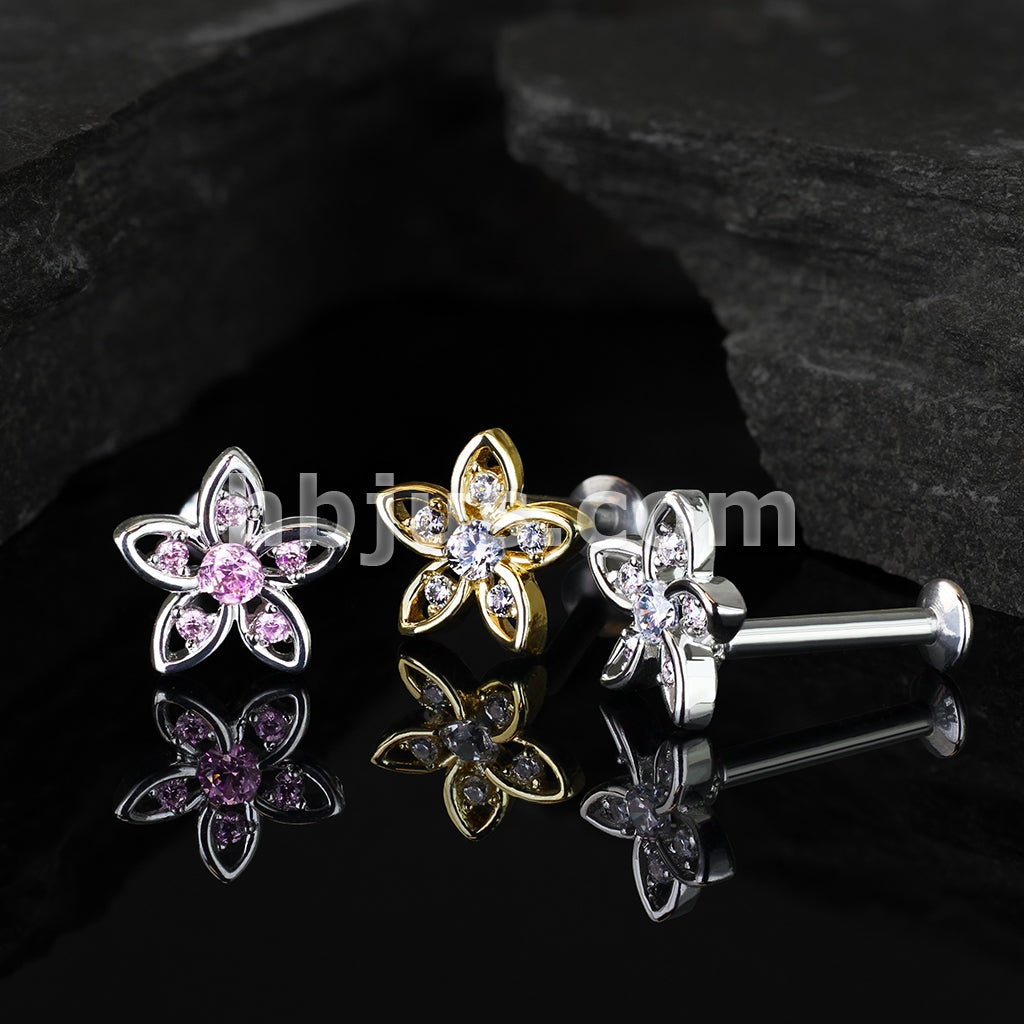 316L Surgical Steel CZ Set Flower Top 316L Surgical Steel Internally... - Image 8