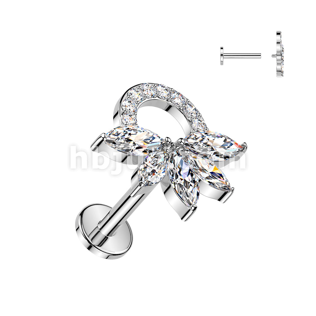 316L Surgical Steel 316L Internally Threaded Flat Back Labret With... - Image 2