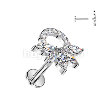 316L Surgical Steel 316L Internally Threaded Flat Back Labret With... - Image 2