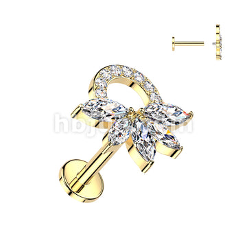 316L Surgical Steel 316L Internally Threaded Flat Back Labret With... - Image 3