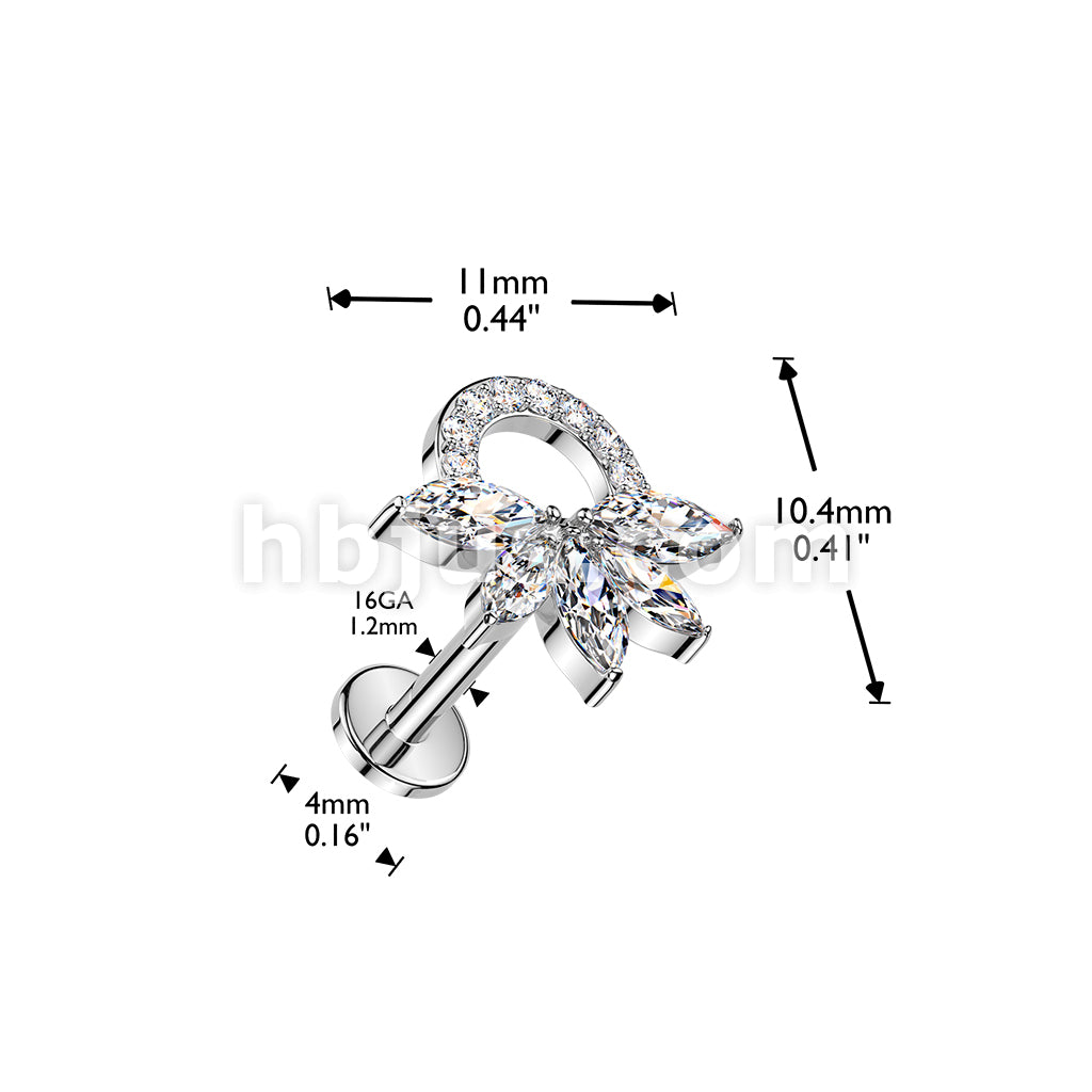 316L Surgical Steel 316L Internally Threaded Flat Back Labret With... - Image 4