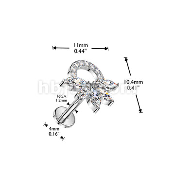 316L Surgical Steel 316L Internally Threaded Flat Back Labret With... - Image 4