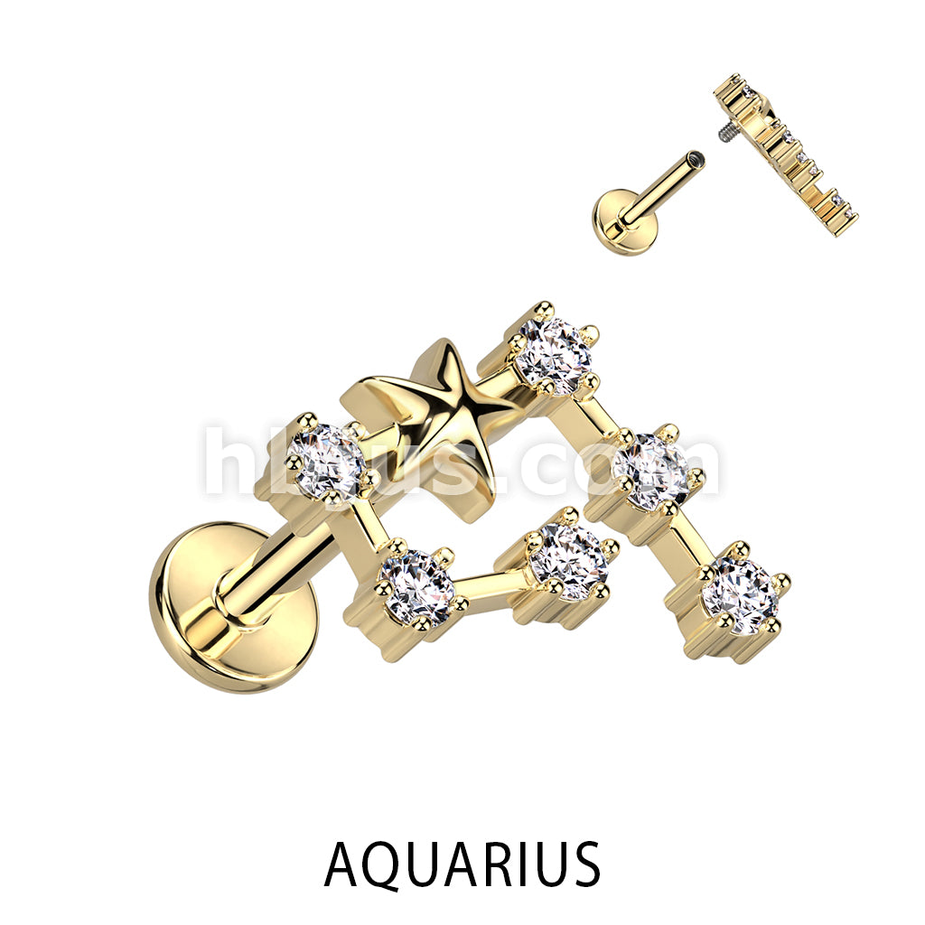 316L Surgical Steel 316L Surgical Steel Gold Plated Internally Threaded... - Image 2