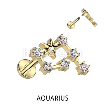 316L Surgical Steel 316L Surgical Steel Gold Plated Internally Threaded... - Image 2