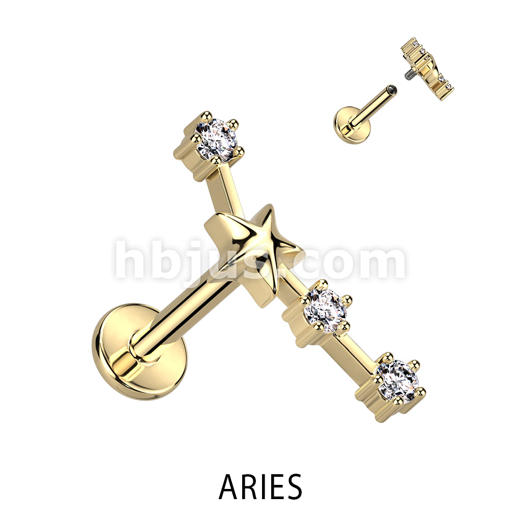 316L Surgical Steel 316L Surgical Steel Gold Plated Internally Threaded... - Image 3