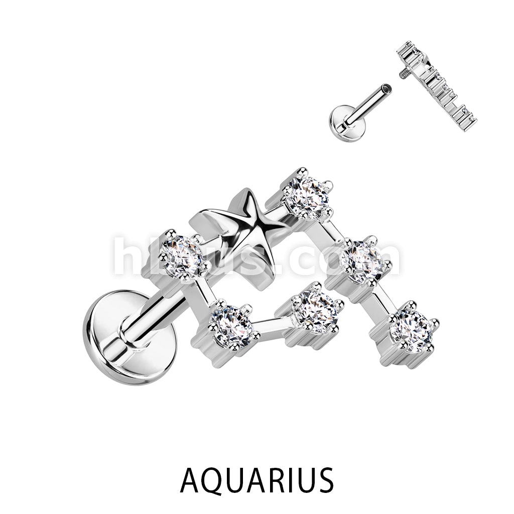 316L Surgical Steel 316L Surgical Steel Internally Threaded CZ Zodiac... - Image 2