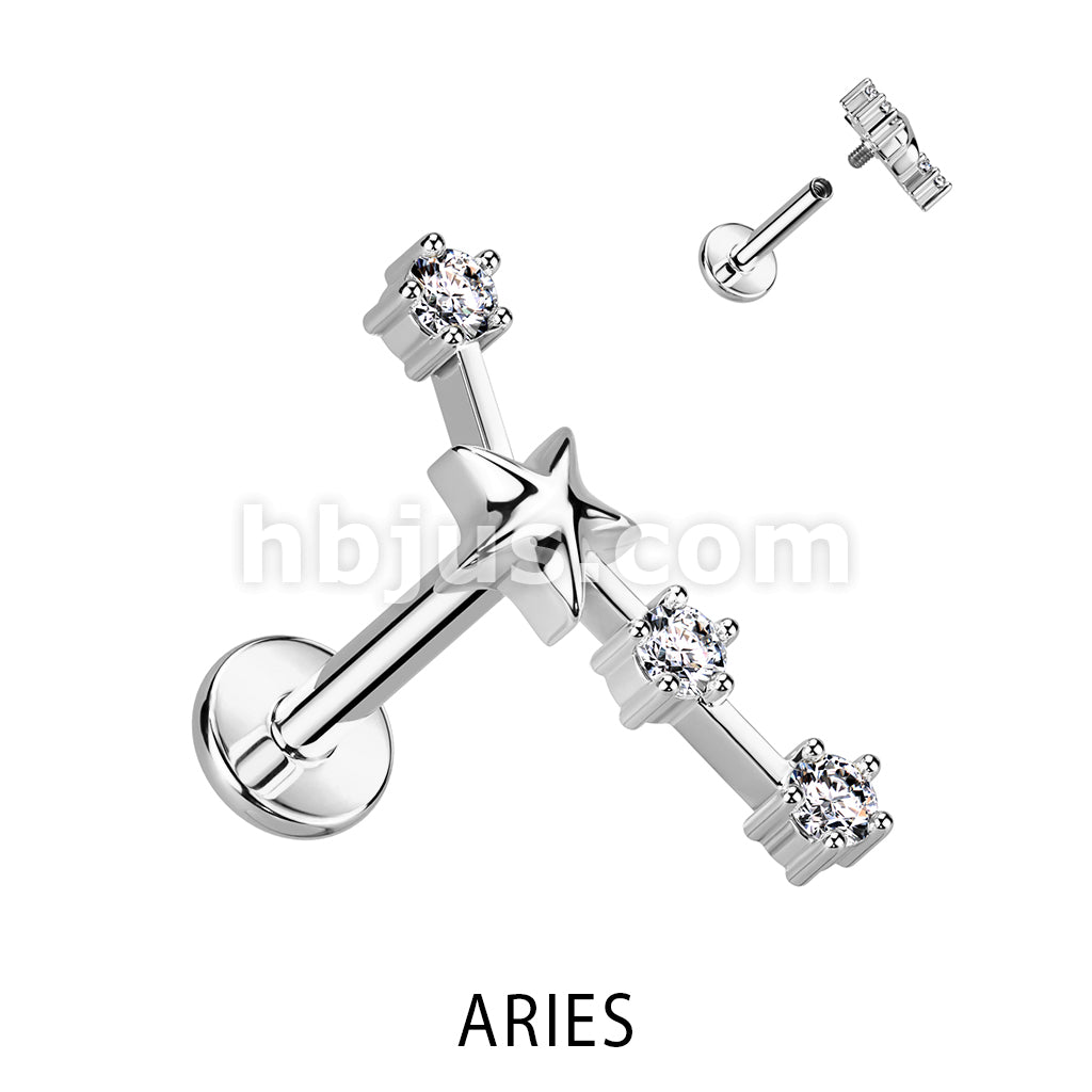 316L Surgical Steel 316L Surgical Steel Internally Threaded CZ Zodiac... - Image 3
