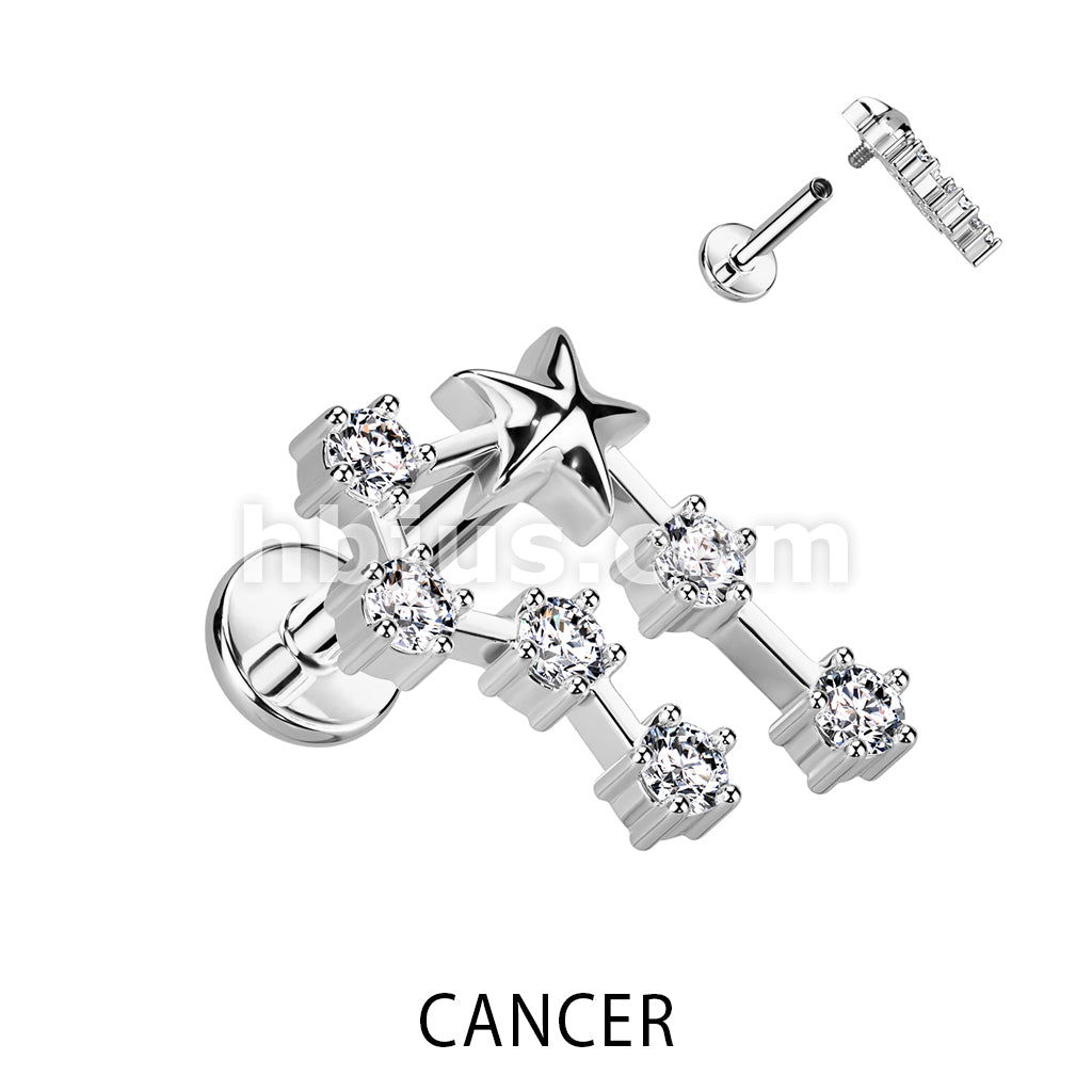 316L Surgical Steel 316L Surgical Steel Internally Threaded CZ Zodiac... - Image 4