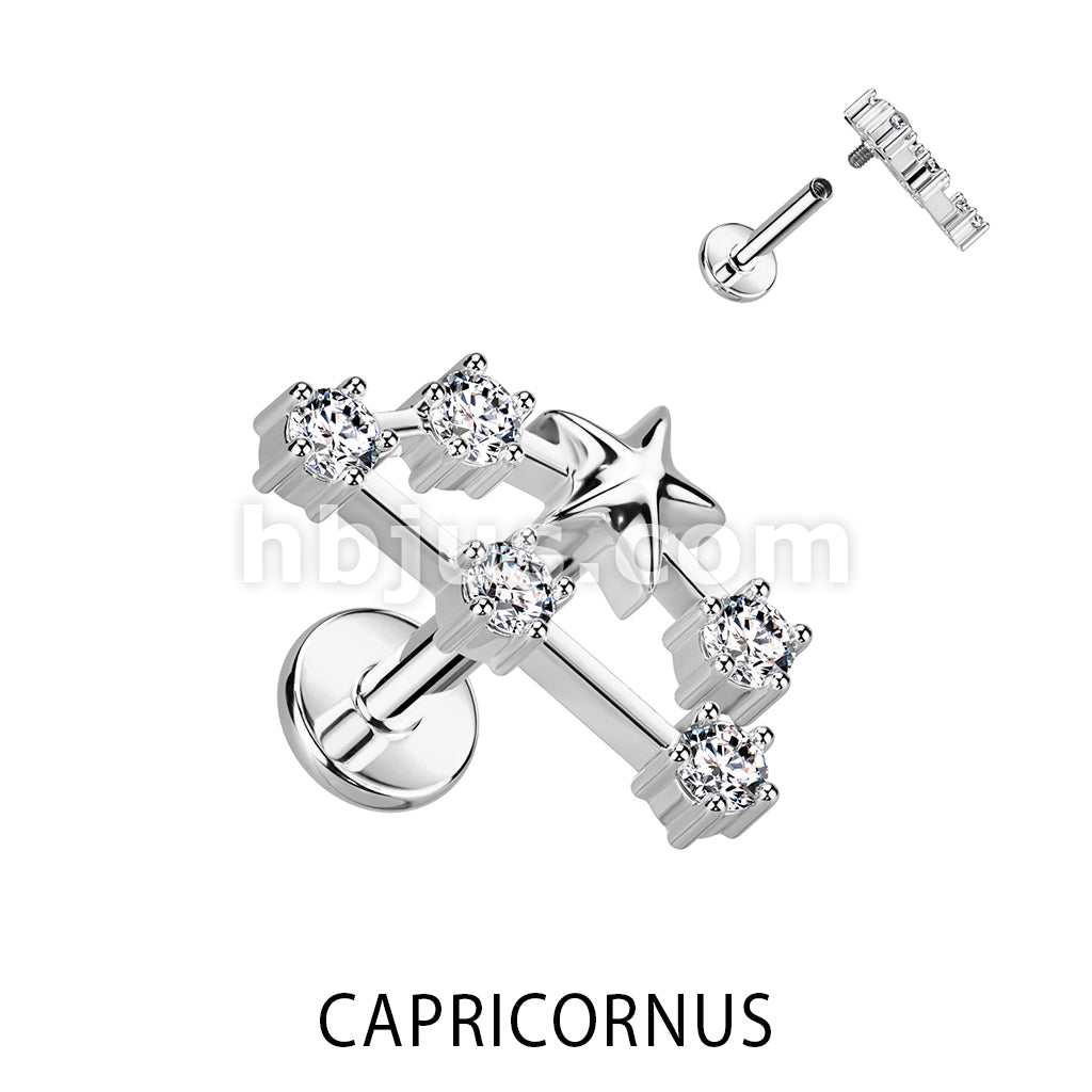 316L Surgical Steel 316L Surgical Steel Internally Threaded CZ Zodiac... - Image 5