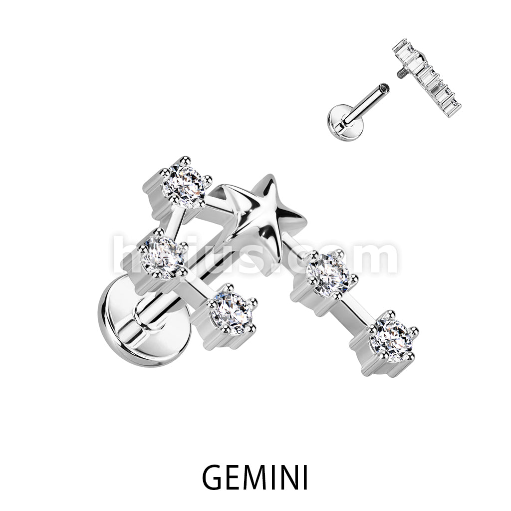 316L Surgical Steel 316L Surgical Steel Internally Threaded CZ Zodiac... - Image 6