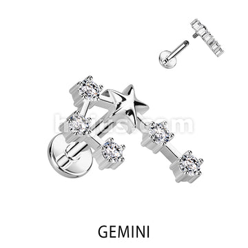 316L Surgical Steel 316L Surgical Steel Internally Threaded CZ Zodiac... - Image 6