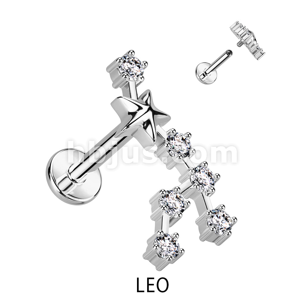316L Surgical Steel 316L Surgical Steel Internally Threaded CZ Zodiac... - Image 7