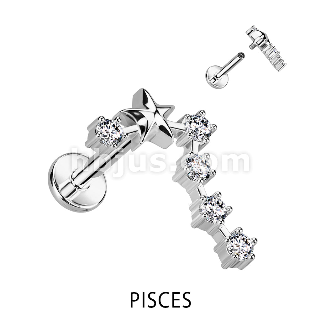 316L Surgical Steel 316L Surgical Steel Internally Threaded CZ Zodiac... - Image 9
