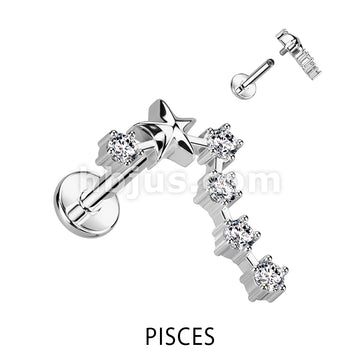316L Surgical Steel 316L Surgical Steel Internally Threaded CZ Zodiac... - Image 9