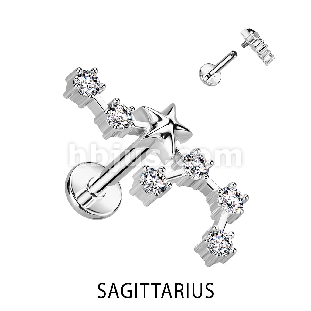 316L Surgical Steel 316L Surgical Steel Internally Threaded CZ Zodiac... - Image 10
