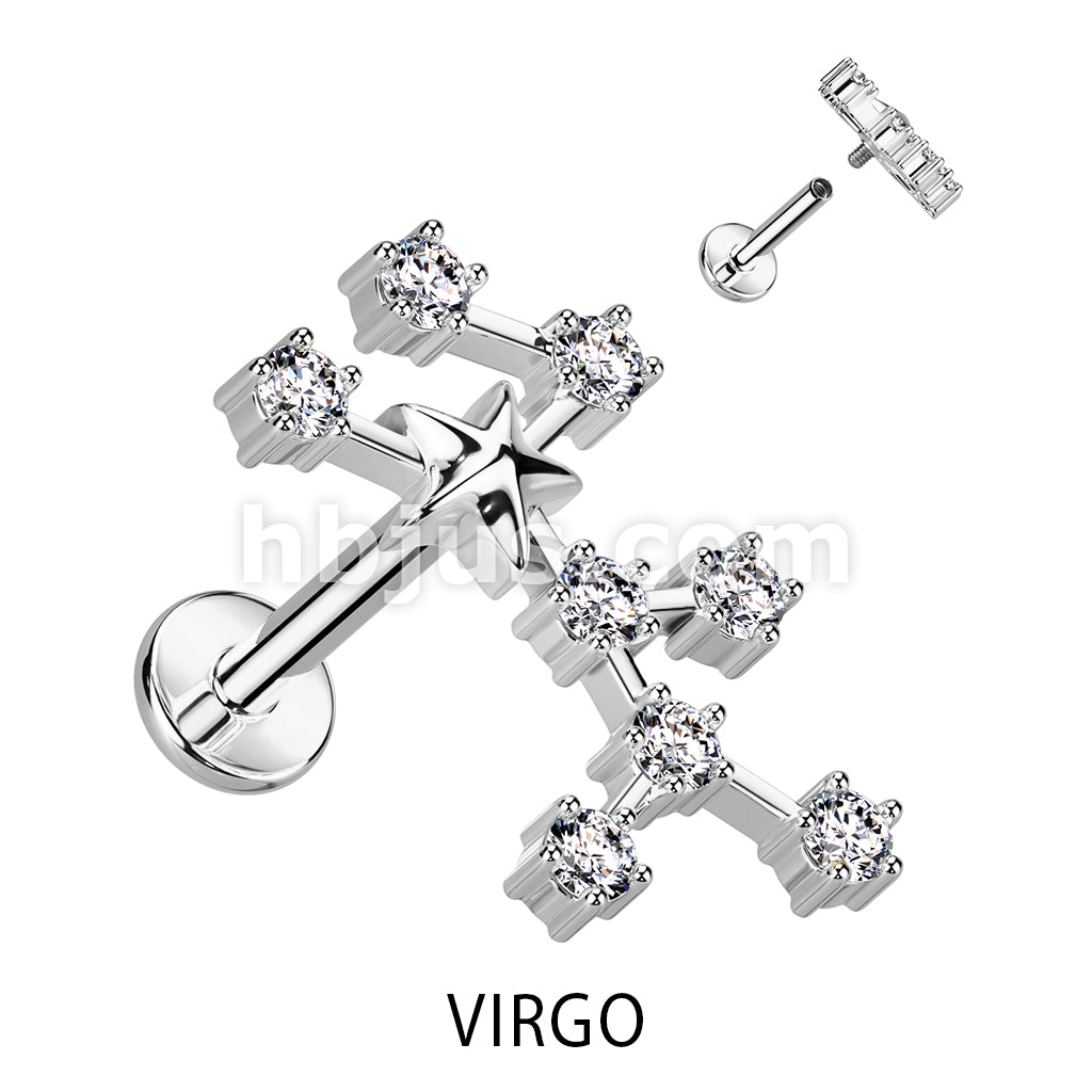 316L Surgical Steel 316L Surgical Steel Internally Threaded CZ Zodiac... - Image 13