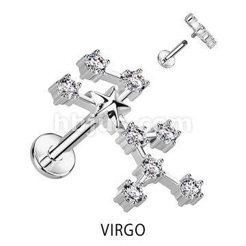 316L Surgical Steel 316L Surgical Steel Internally Threaded CZ Zodiac... - Image 13