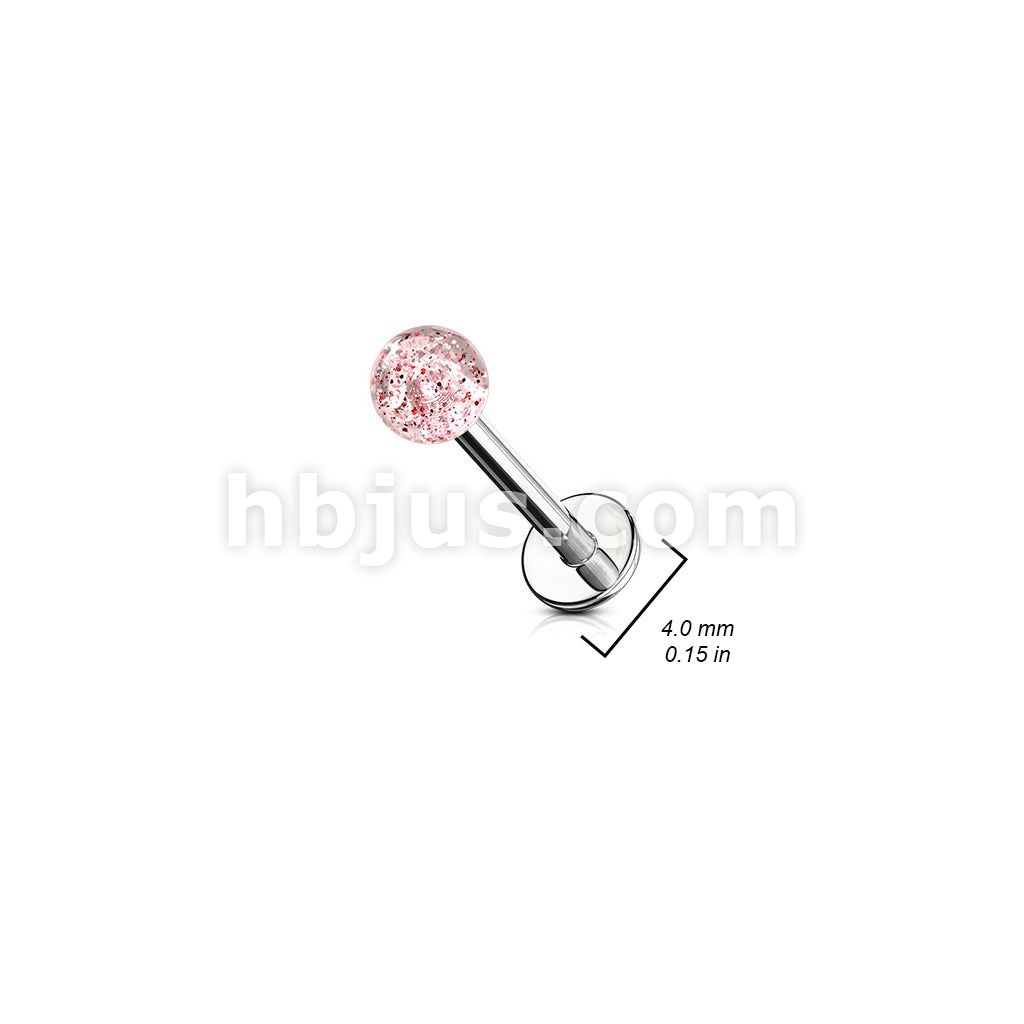 316L Surgical Steel Labret/Monroe With 3mm Glitter Colored Acrylic Ball 180pc Pack (30pcs X 6 Colors) - Image 2