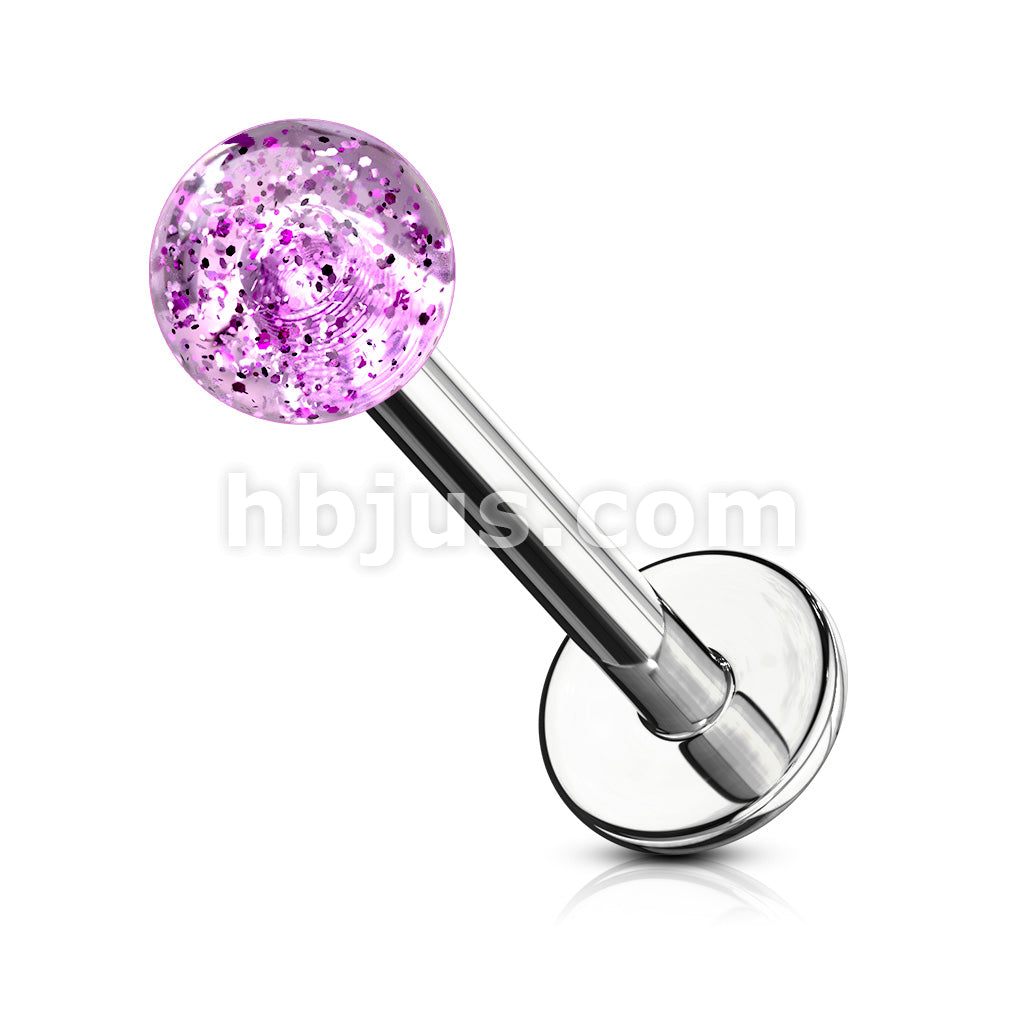 4mm Glitter Acrylic Ball 316L Surgical Steel Labret/Monroe - Image 2