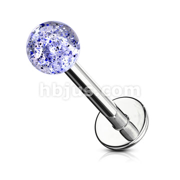 4mm Glitter Acrylic Ball 316L Surgical Steel Labret/Monroe - Image 3