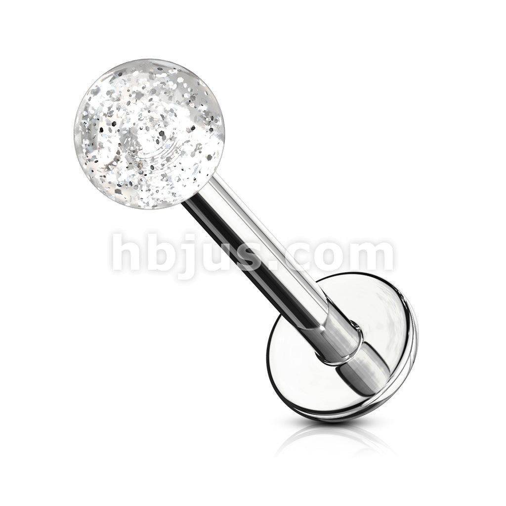 4mm Glitter Acrylic Ball 316L Surgical Steel Labret/Monroe - Image 4