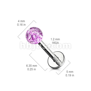 4mm Glitter Acrylic Ball 316L Surgical Steel Labret/Monroe - Image 9