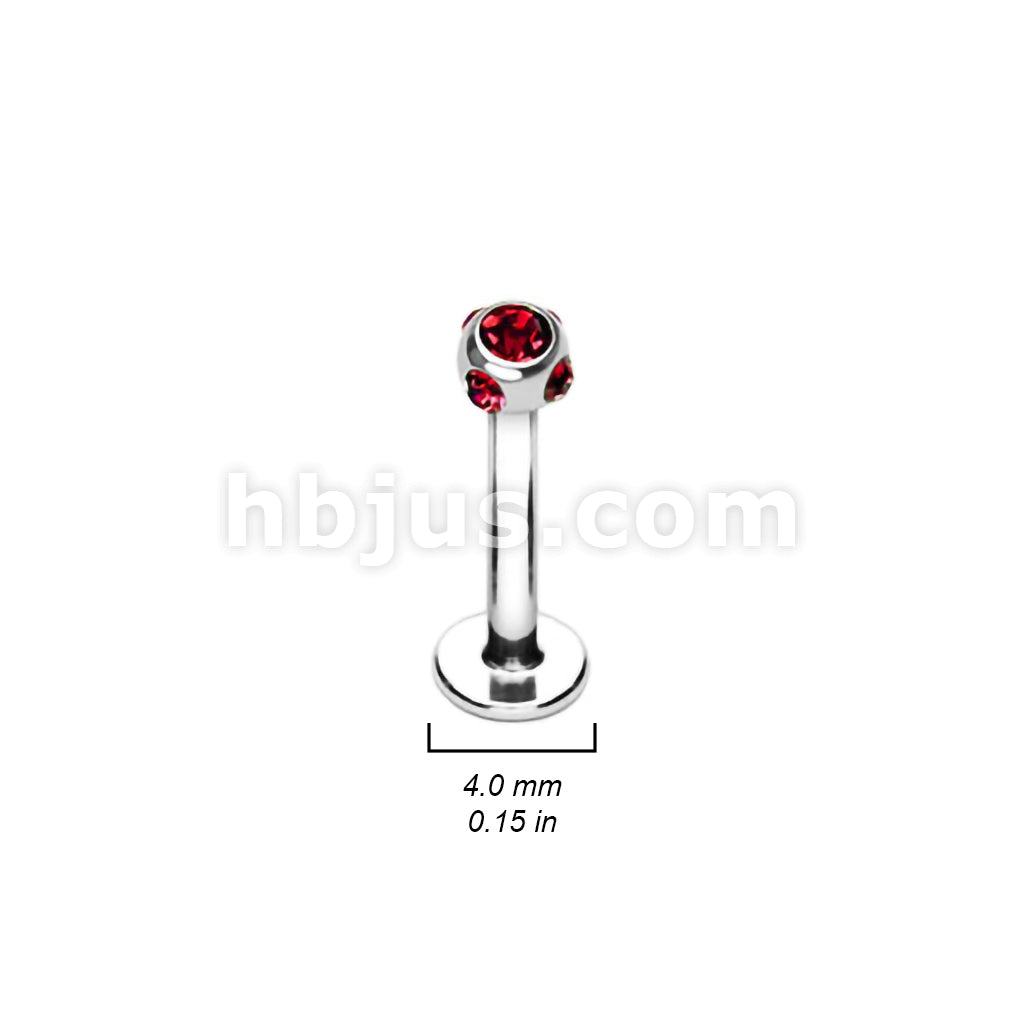 316L Surgical Steel Labret/Monroe With 5-Gem Set 4mm Ball 160pc Pack (20pcs X 8 Colors)  - Image 2