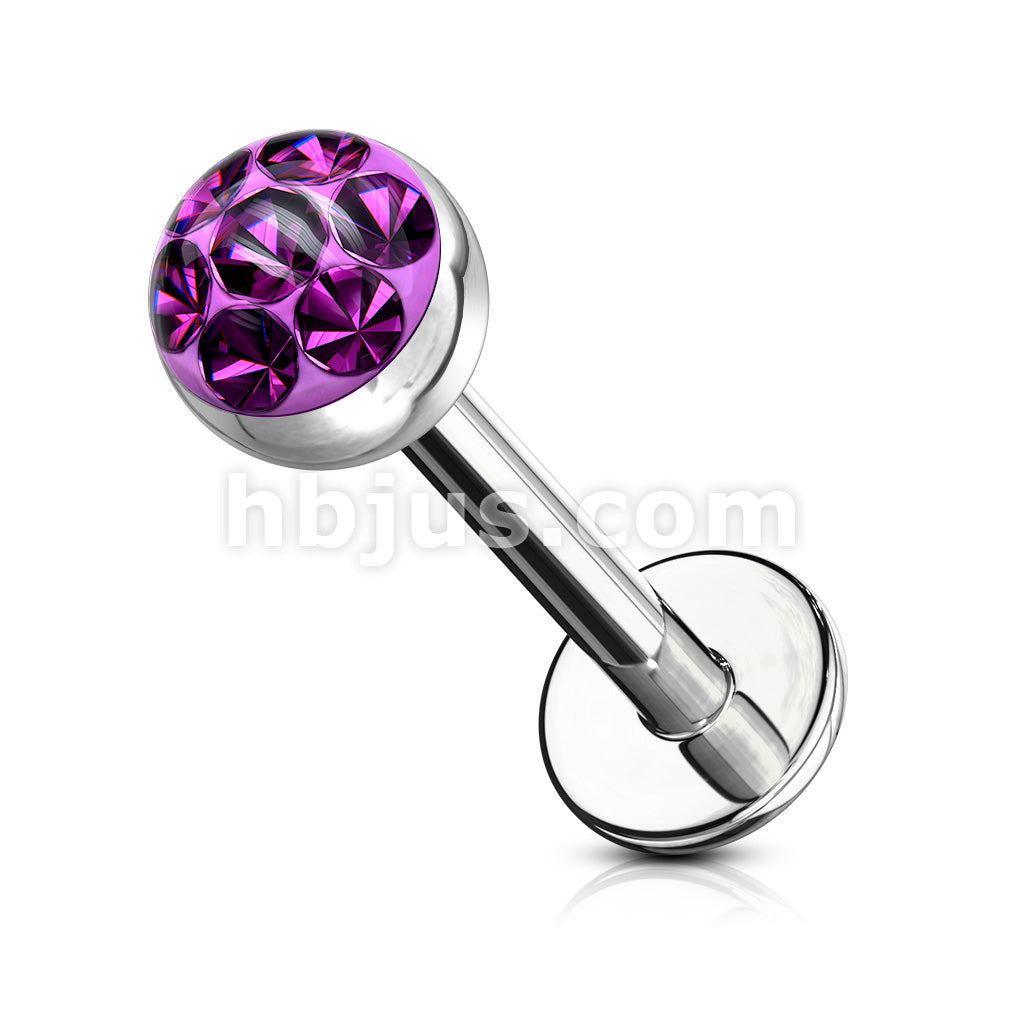 Austrian Crystal Paved Ferido Gem & Clear Epoxy CoveredTop Ball 316L... - Image 2