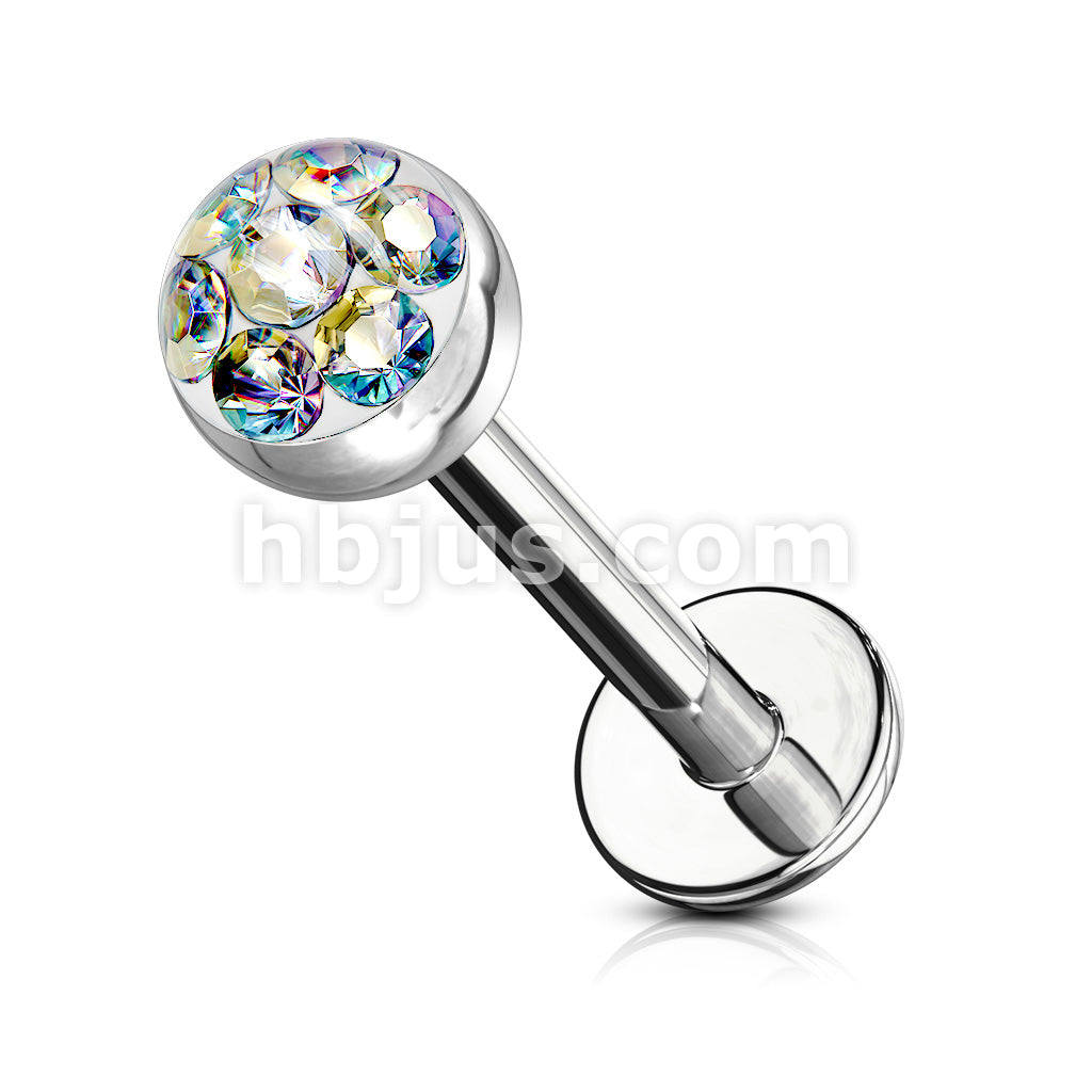 Austrian Crystal Paved Ferido Gem & Clear Epoxy CoveredTop Ball 316L... - Image 3