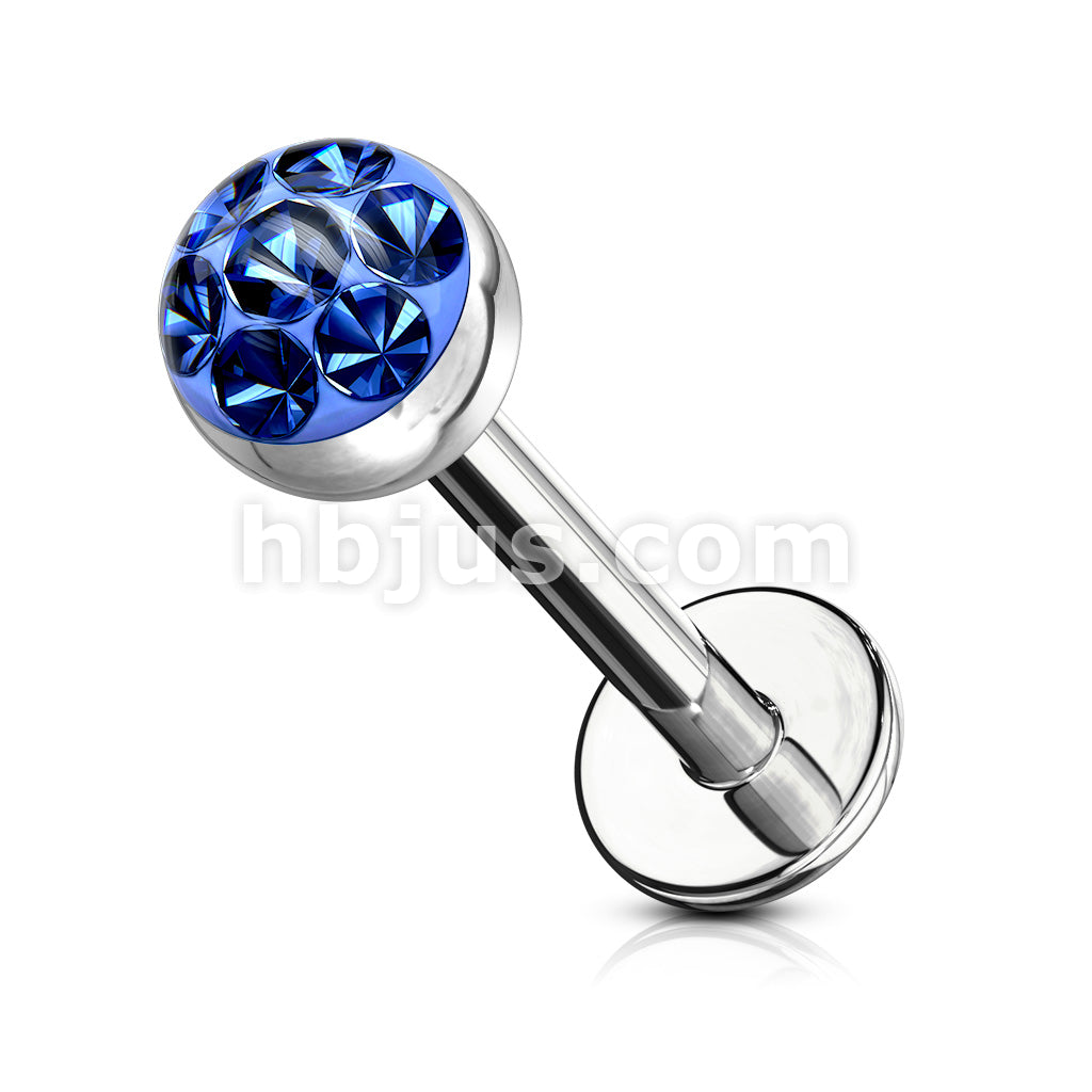 Austrian Crystal Paved Ferido Gem & Clear Epoxy CoveredTop Ball 316L... - Image 4