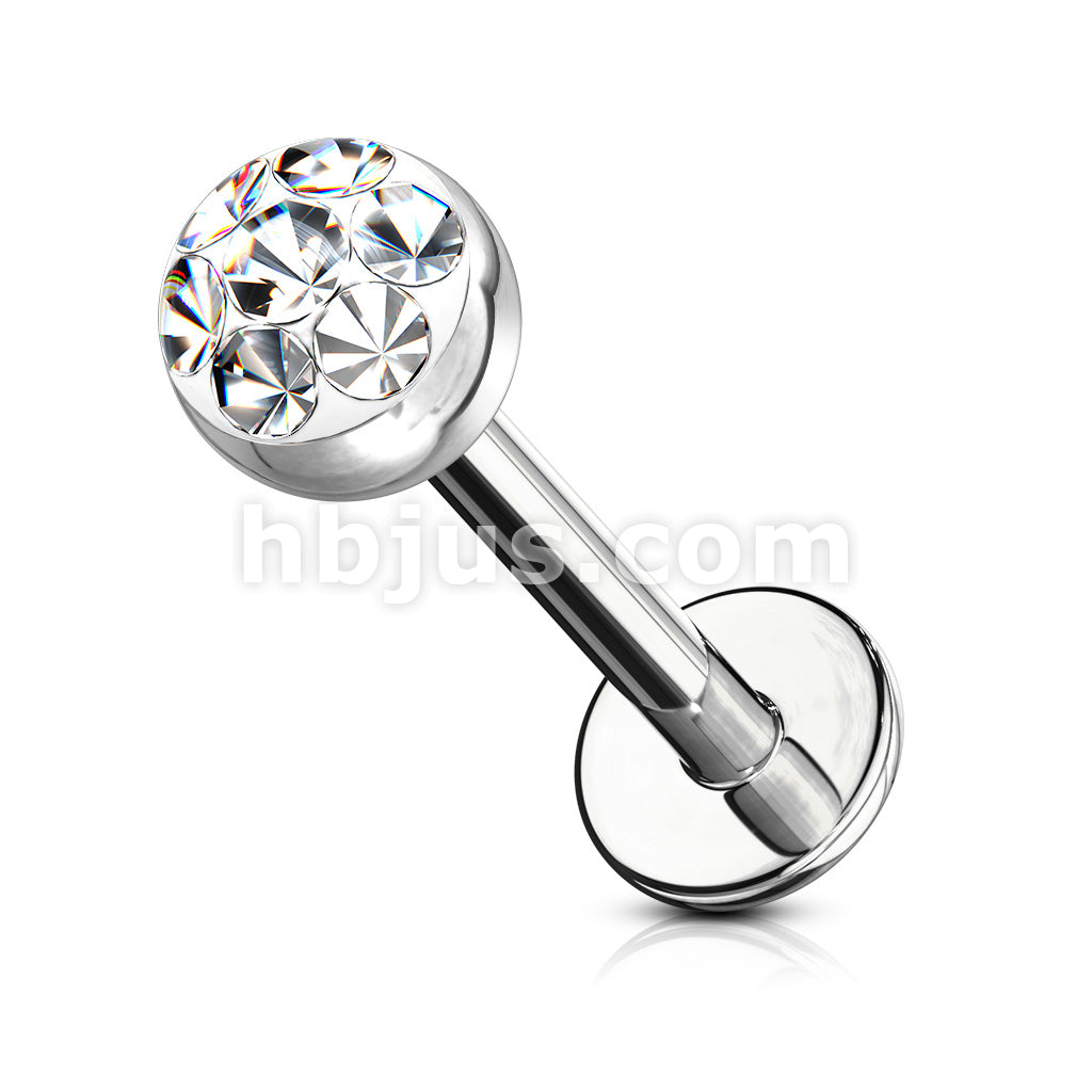 Austrian Crystal Paved Ferido Gem & Clear Epoxy CoveredTop Ball 316L... - Image 5