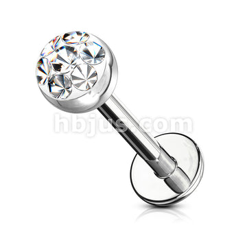 Austrian Crystal Paved Ferido Gem & Clear Epoxy CoveredTop Ball 316L... - Image 5