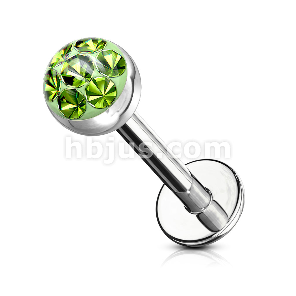 Austrian Crystal Paved Ferido Gem & Clear Epoxy CoveredTop Ball 316L... - Image 7