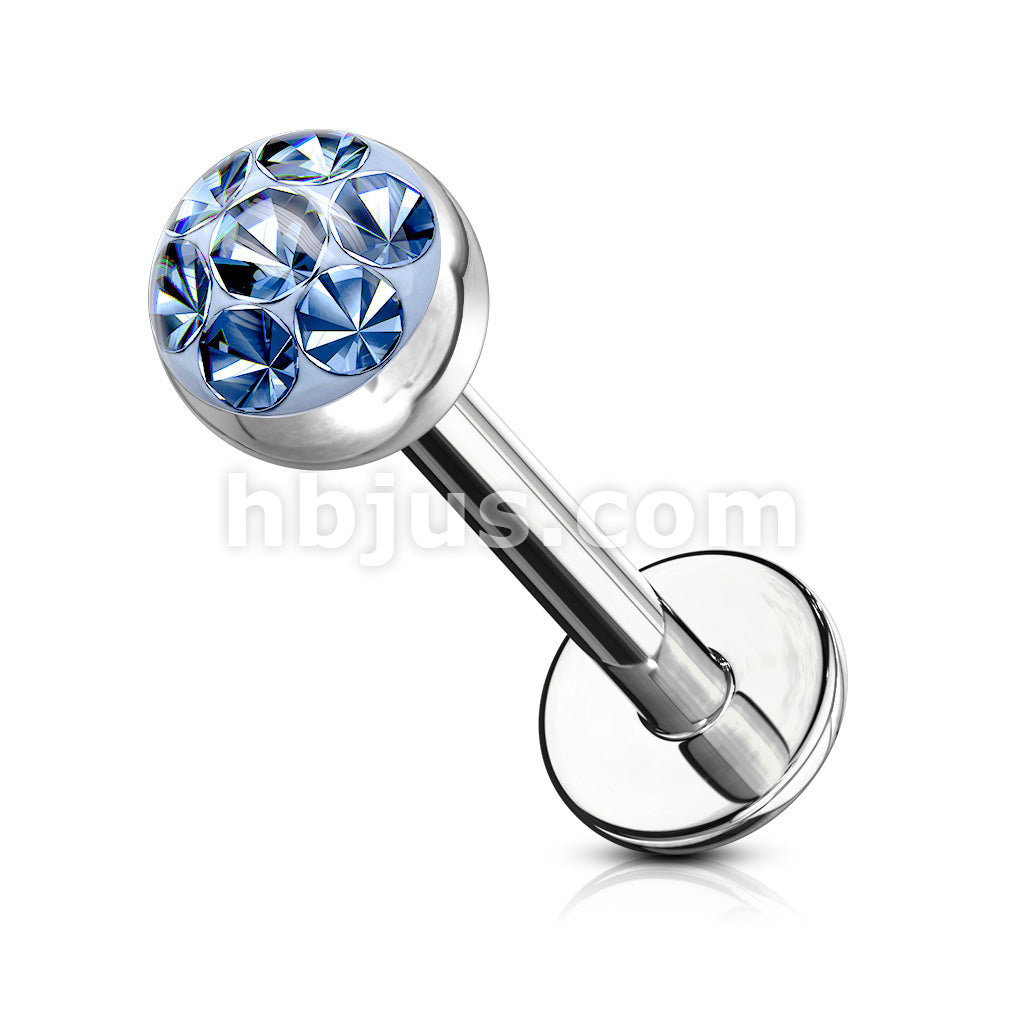 Austrian Crystal Paved Ferido Gem & Clear Epoxy CoveredTop Ball 316L... - Image 8