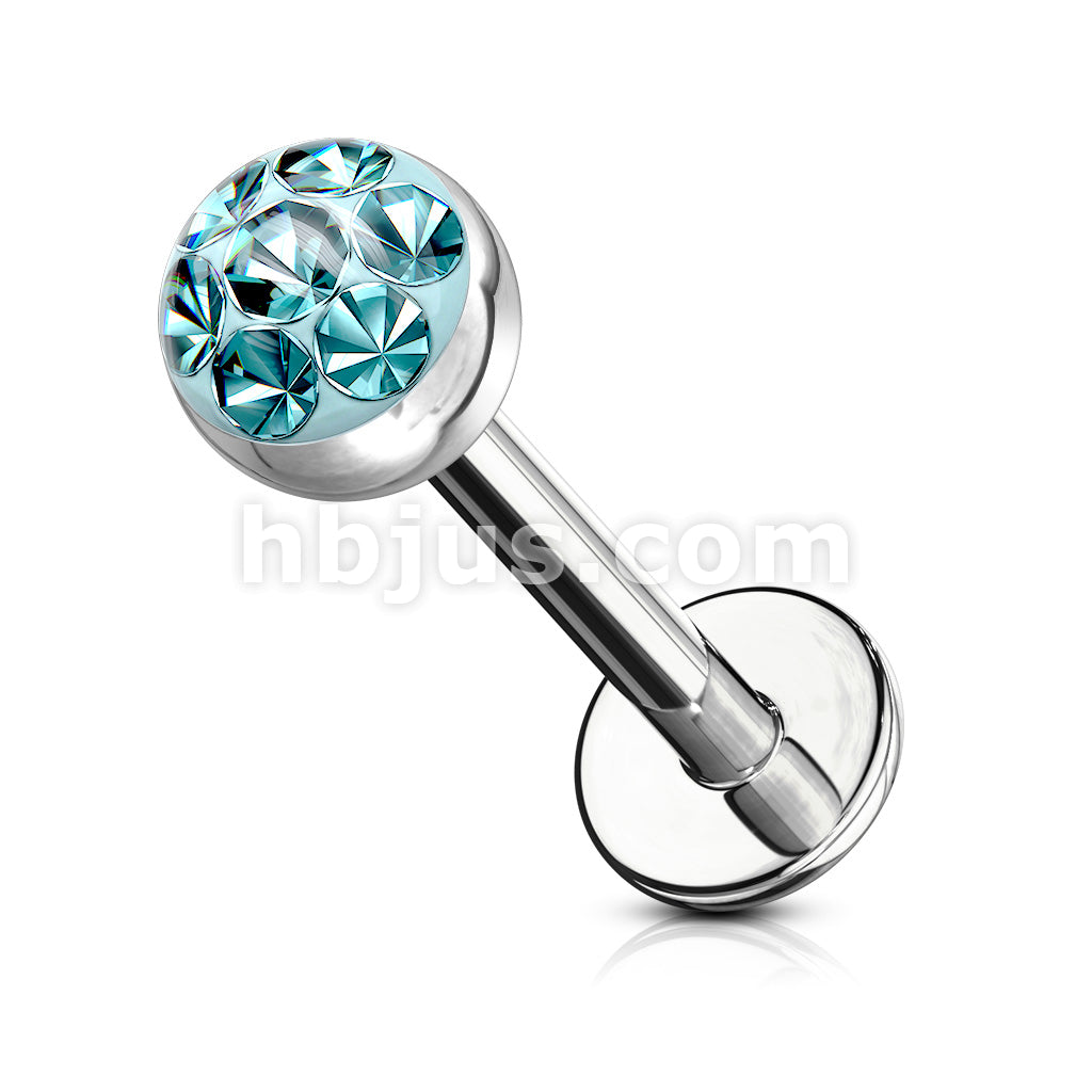Austrian Crystal Paved Ferido Gem & Clear Epoxy CoveredTop Ball 316L... - Image 10