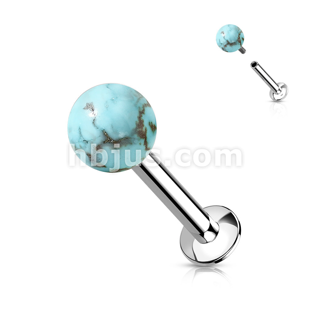 Natural Stone Internally Threaded 316L Surgical Steel Flat Back Studs... - Image 9