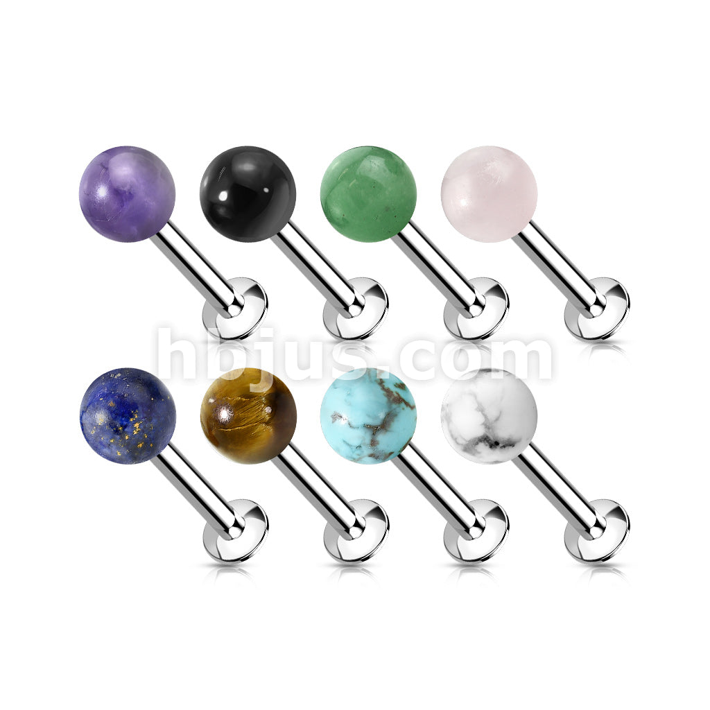 Natural Stone Internally Threaded 316L Surgical Steel Flat Back Studs... - Image 12