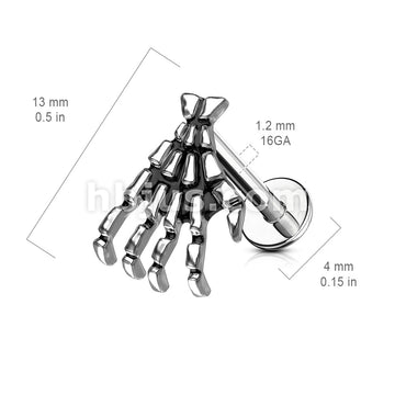 316L Surgical Steel Skull Hand Top 316L Surgical Steel Flat Back Studs... - Image 3