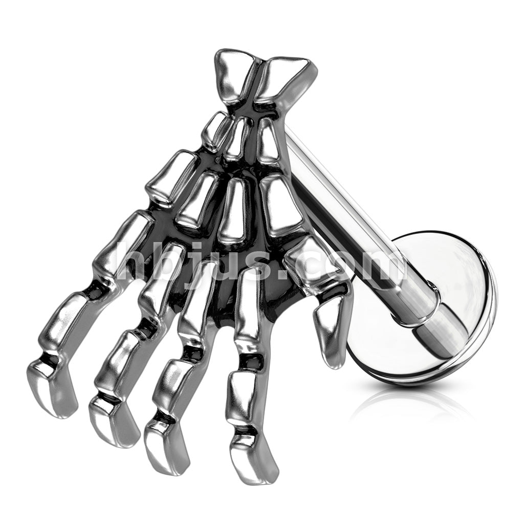 316L Surgical Steel Skull Hand Top 316L Surgical Steel Flat Back Studs... - Image 2