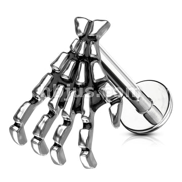 316L Surgical Steel Skull Hand Top 316L Surgical Steel Flat Back Studs... - Image 2