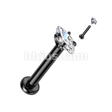 316L Surgical Steel Marquise CZ 316L Internally Threaded Labret,... - Image 4