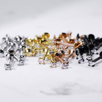 316L Surgical Steel Marquise CZ 316L Internally Threaded Labret,... - Image 8