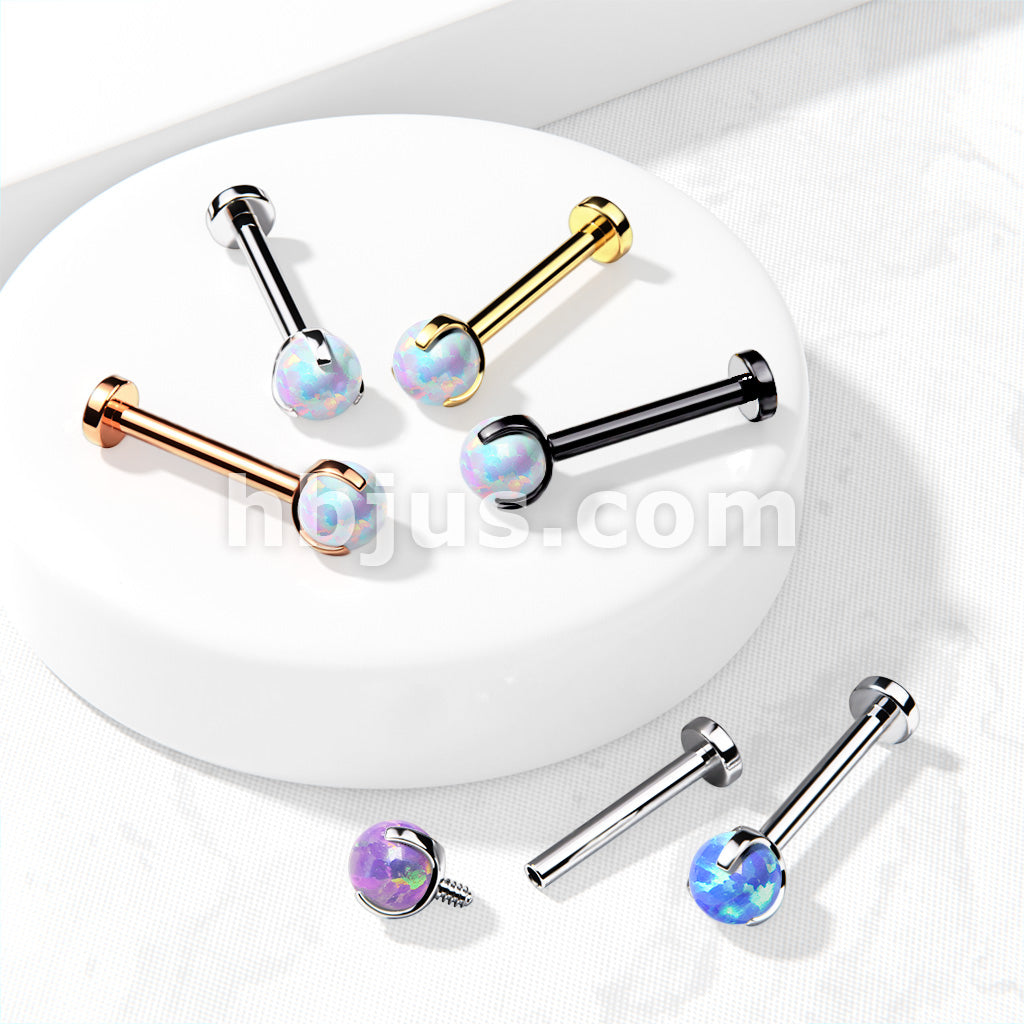 Claw Set Opal Ball Internally Threaded 316L Surgical Steel 2.5mm Micro...