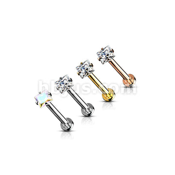 Sqaure CZ Prong Set Top Internally Threaded 316L Surgical Steel Labret,... - Image 8