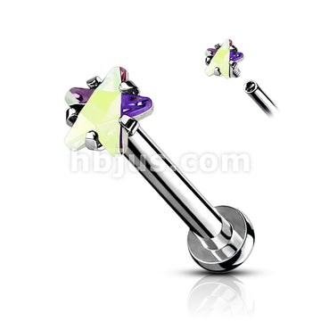 Star CZ Prong Set Top Internally Threaded Micro Base 316L Surgical... - Image 3