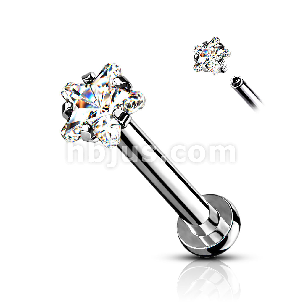 Star CZ Prong Set Top Internally Threaded Micro Base 316L Surgical... - Image 4