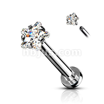 Star CZ Prong Set Top Internally Threaded Micro Base 316L Surgical... - Image 4