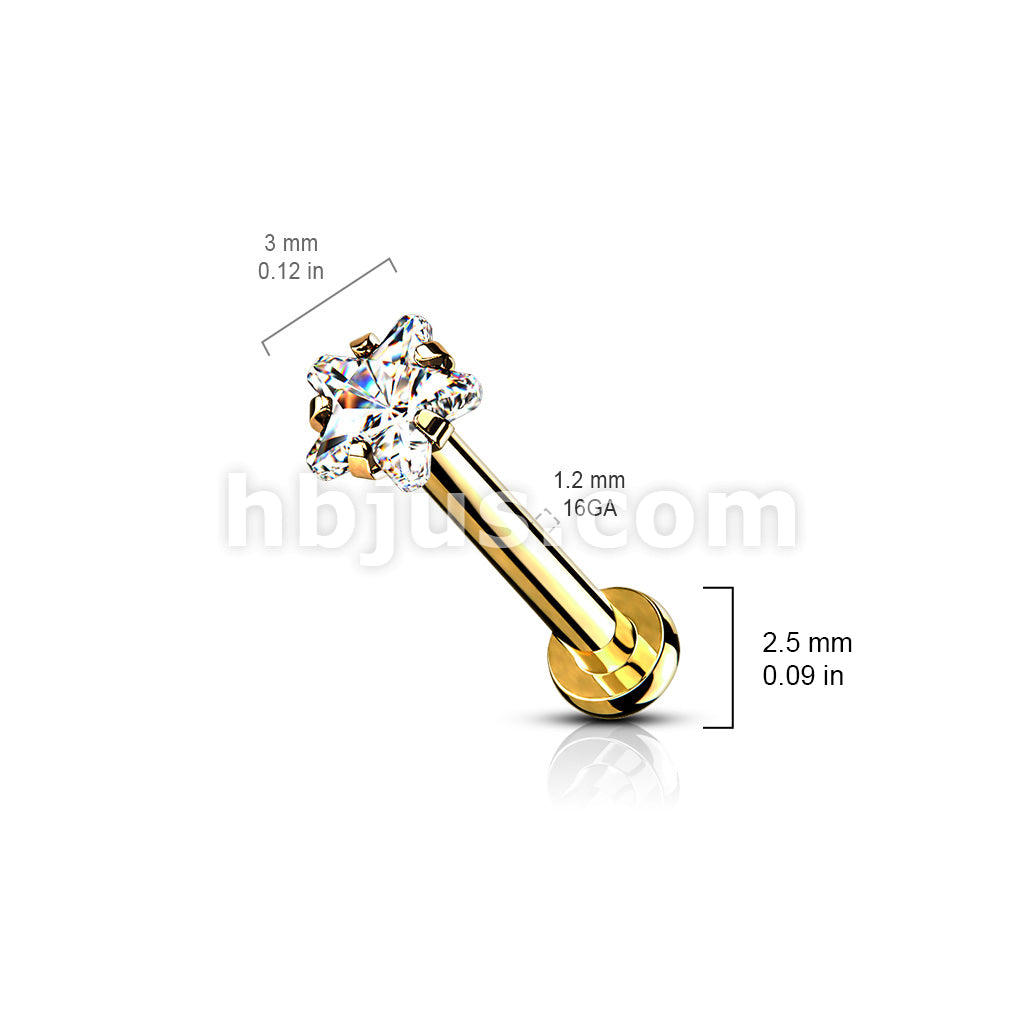 Star CZ Prong Set Top Internally Threaded Micro Base 316L Surgical... - Image 7